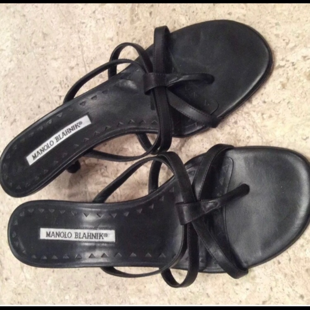Authentic Manolo Blahnik, Low Heel Sandal, 7